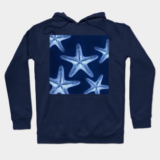 rustic coastal chic nautical navy blue beach starfish Hoodie